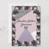 Invitation Quinceanera florale de Parties scintillant violet  (Devant)