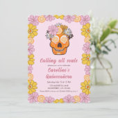 Invitation Quinceanera Florale du crâne de sucre (Debout devant)