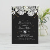 Invitation Quinceanera florale en or d'argent (Debout devant)