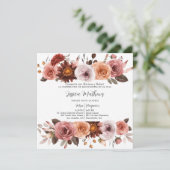 Invitation Quinceañera florale espagnole, rose pâle et bordea (Debout devant)