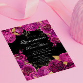 Invitation Quinceanera florale exclusive or rose chaud