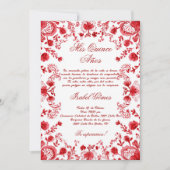 Invitation Quinceañera florale mexicaine (Devant)