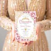 Invitation Quinceanera Florale Or Rose