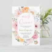 Invitation Quinceanera Florale Rose (Debout devant)