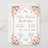 Invitation Quinceanera Florale Rose (Devant)