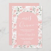 Invitation Quinceanera Florale Rose (Devant / Derrière)
