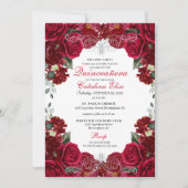 Invitation Quinceanera Florale Rouge et Argent (Devant)