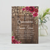 Invitation Quinceañera florale rustique 15e (Debout devant)