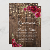 Invitation Quinceañera florale rustique 15e (Devant / Derrière)