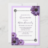 Invitation Quinceanera florale violette (Devant)