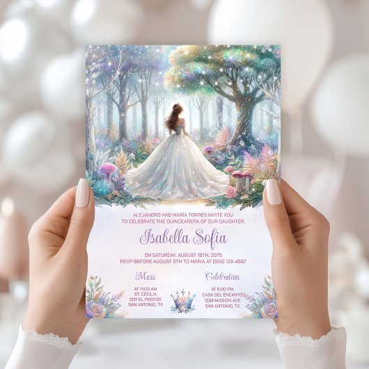 Invitation Quinceañera Forêt de Contes de Fées