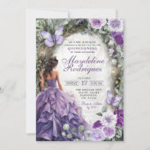 Invitation Quinceanera Forêt Whimsical Violet (Devant)
