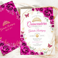 Quinceanera Fuchsia Or rose Floral