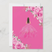 Invitation Quinceañera Fuchsia Rose Floral Princess Gold (Dos)