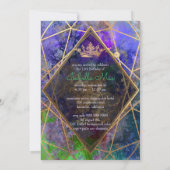 Invitation Quinceanera/Galaxy/Neon Purple/Princesse/Couronne (Dos)