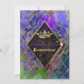 Invitation Quinceanera/Galaxy/Neon Purple/Princesse/Couronne (Devant)