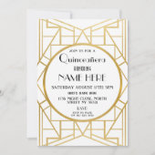 Invitation Quinceanera Gatsby, fête d'anniversaire Art déco d (Devant)
