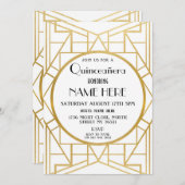 Invitation Quinceanera Gatsby, fête d'anniversaire Art déco d (Devant / Derrière)