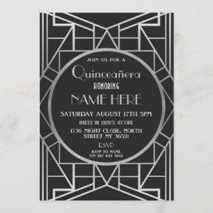 Invitation Quinceanera Gatsby, parti Art déco des années 1920