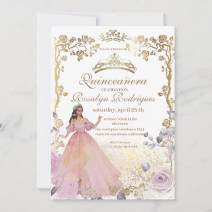 Invitation Quinceanera - Gold Beauty et la meilleure Quincean