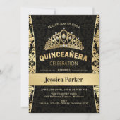 Invitation Quinceanera Gold Black Elegant (Devant)