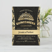 Invitation Quinceanera Gold Black Elegant (Debout devant)
