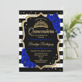 Invitation Quinceanera - Gold Black Royal Blue (Debout devant)