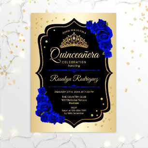 Invitation Quinceanera - Gold Black Royal Blue