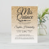 Invitation Quinceañera Gold Parties scintillant 15e anniversa (Debout devant)