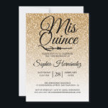 Invitation Quinceañera Gold Parties scintillant 15e anniversa<br><div class="desc">Une parties scintillant d'or moderne et glamour ombre design Quinceañera 15 anniversaire invitation comprend le texte "Mis Quince" en noir chic manuscrit calligraphie. Parfait invitation à la fête du 15ème anniversaire pour une Quinceañera glamour, parfait pour elle, la fashionista qui aime motif moderne, étincelant, luxe et glamour. Conçu exclusivement pour...</div>