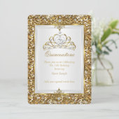 Invitation Quinceanera Gold Parties scintillant White Pearl T (Debout devant)