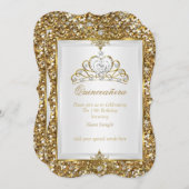 Invitation Quinceanera Gold Parties scintillant White Pearl T (Devant / Derrière)