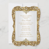 Invitation Quinceanera Gold Parties scintillant White Pearl T (Dos)