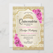 Invitation Quinceanera - Gold Pastel Rose (Devant)