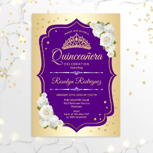 Invitation Quinceanera - Gold Purple