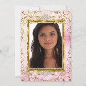 Invitation Quinceanera Gold Rose Diamond Photo Anniversaire (Dos)