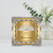Invitation Quinceanera Gold Silver Diamond Tiara 15ème Partie (Debout devant)