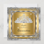 Invitation Quinceanera Gold Silver Diamond Tiara 15ème Partie (Devant)