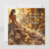 Invitation Quinceanera Gold Silver Robe Tiara Anniversaire (Dos)