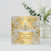 Invitation Quinceanera Gold Silver Winter Wonderland (Debout devant)