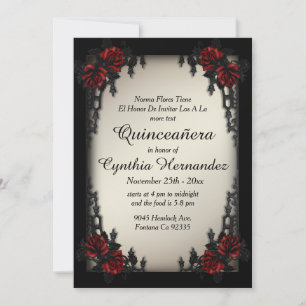 Invitation Quinceañera Goth Antique Or Français