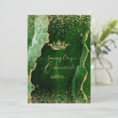 Invitation Quinceanera H2 Emerald Agate vert Faux Gold Dust (Debout devant)