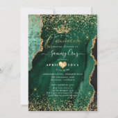 Invitation Quinceanera H2 Jade Green Agate Faux Gold Dust (Dos)