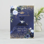 Invitation Quinceanera H2 Marine Blue Robe Parties scintillan (Debout devant)