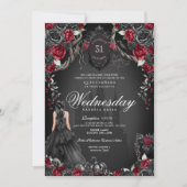 Invitation Quinceanera Hantée Rose noir Red Halloween (Devant)