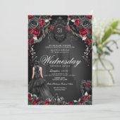 Invitation Quinceanera Hantée Rose noir Red Halloween (Debout devant)