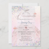 Invitation Quinceanera Holographique Confetti Rosé Rose (Dos)