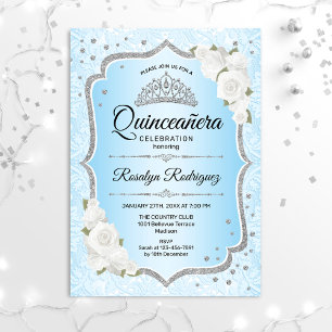 Invitation Quinceanera - Icy Blue Silver