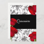 Invitation Quinceanera Invitation, Roses Rouges, Custom (Devant / Derrière)
