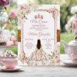 Invitation Quinceanera Ivory Cooper Floral Anniversaire Couro<br><div class="desc">Quinceanera Ivory Cooper Blush rose Floral Anniversaire Invitation de la Couronne Mis Quince Anos,  15e anniversaire, </div>